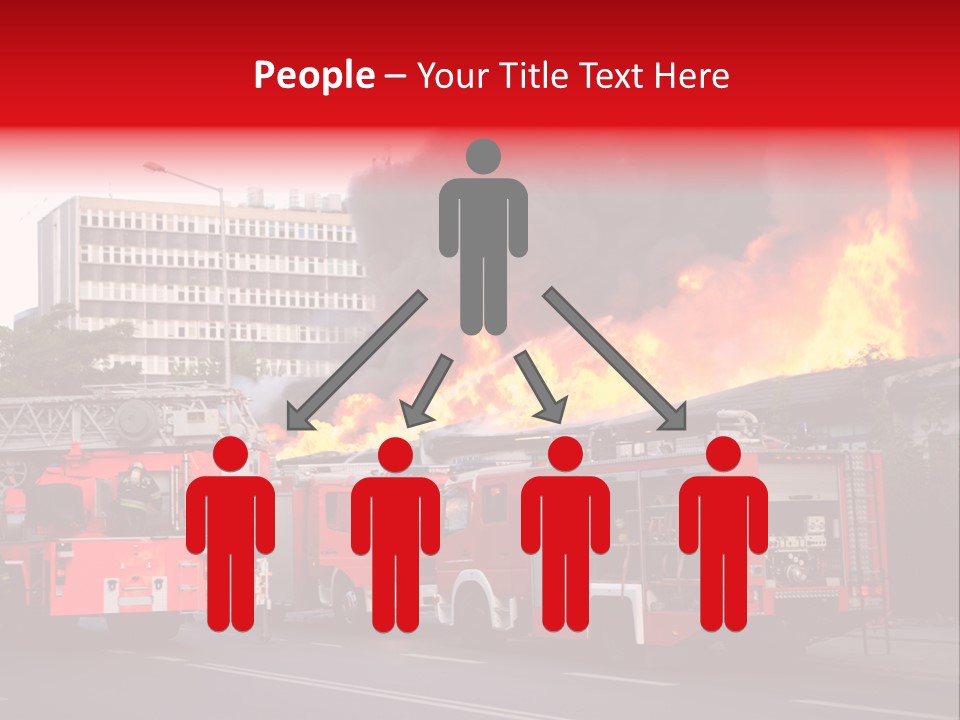A Red Fire Truck With Black Smoke Coming Out Of It PowerPoint Template