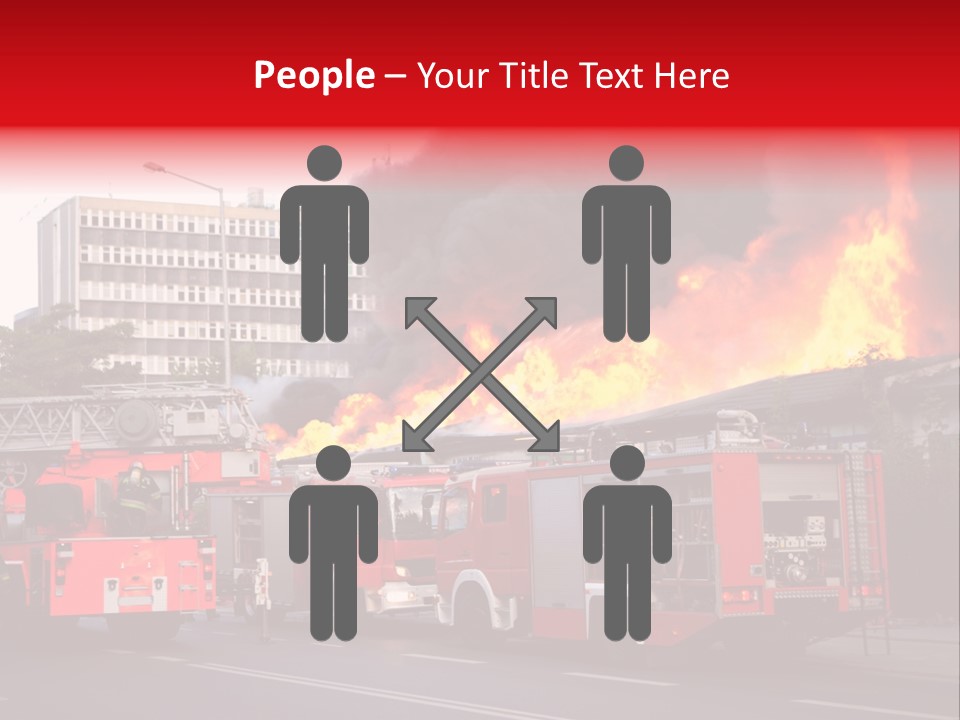 A Red Fire Truck With Black Smoke Coming Out Of It PowerPoint Template