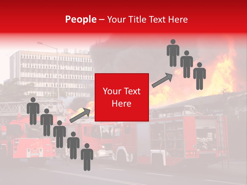 A Red Fire Truck With Black Smoke Coming Out Of It PowerPoint Template