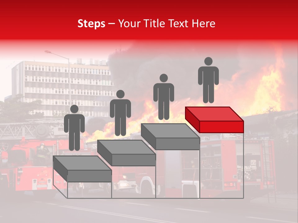 A Red Fire Truck With Black Smoke Coming Out Of It PowerPoint Template