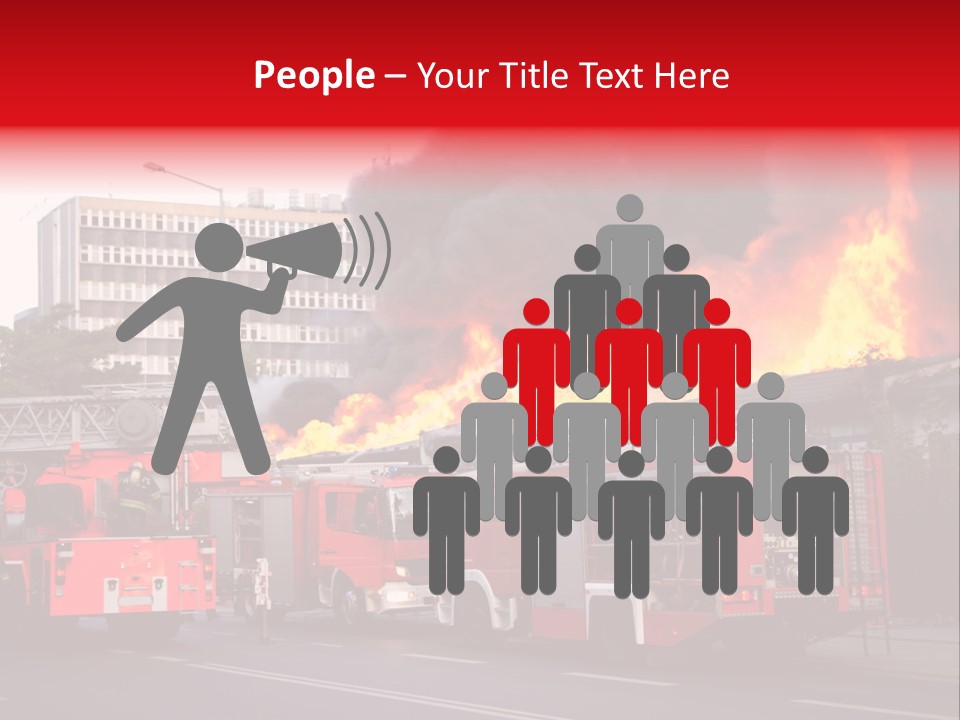 A Red Fire Truck With Black Smoke Coming Out Of It PowerPoint Template