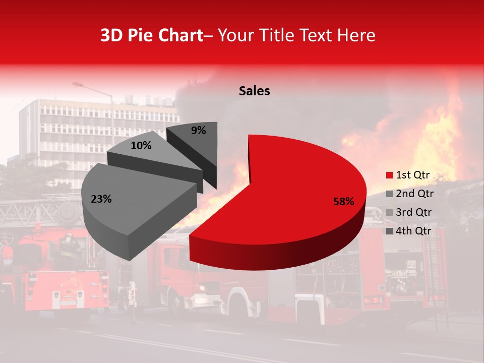 A Red Fire Truck With Black Smoke Coming Out Of It PowerPoint Template