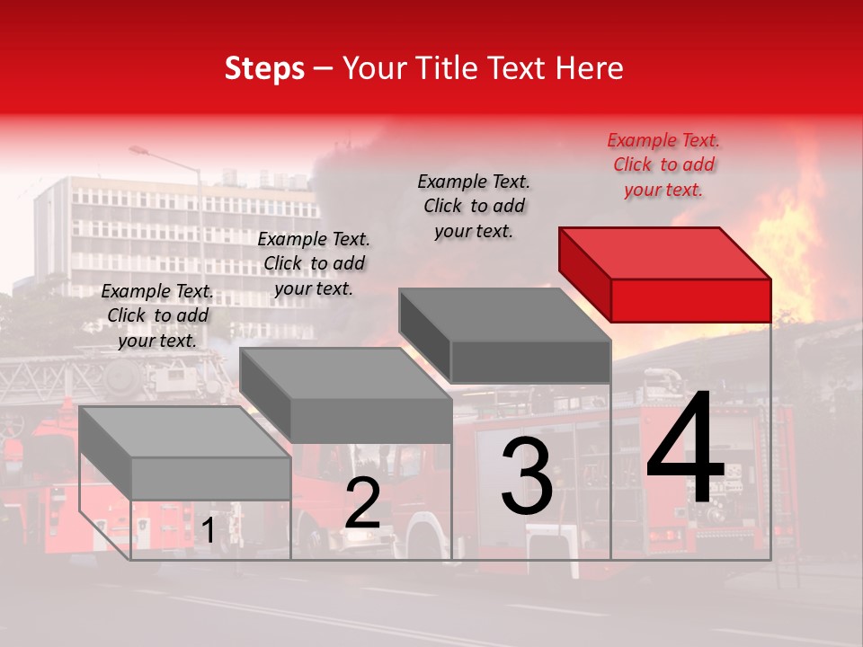 A Red Fire Truck With Black Smoke Coming Out Of It PowerPoint Template