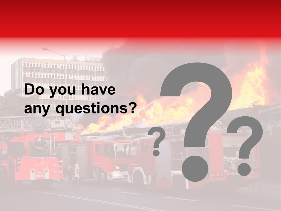 A Red Fire Truck With Black Smoke Coming Out Of It PowerPoint Template