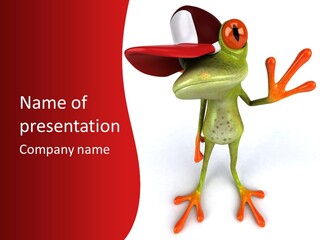 A Frog With A Red Hat On It's Head PowerPoint Template