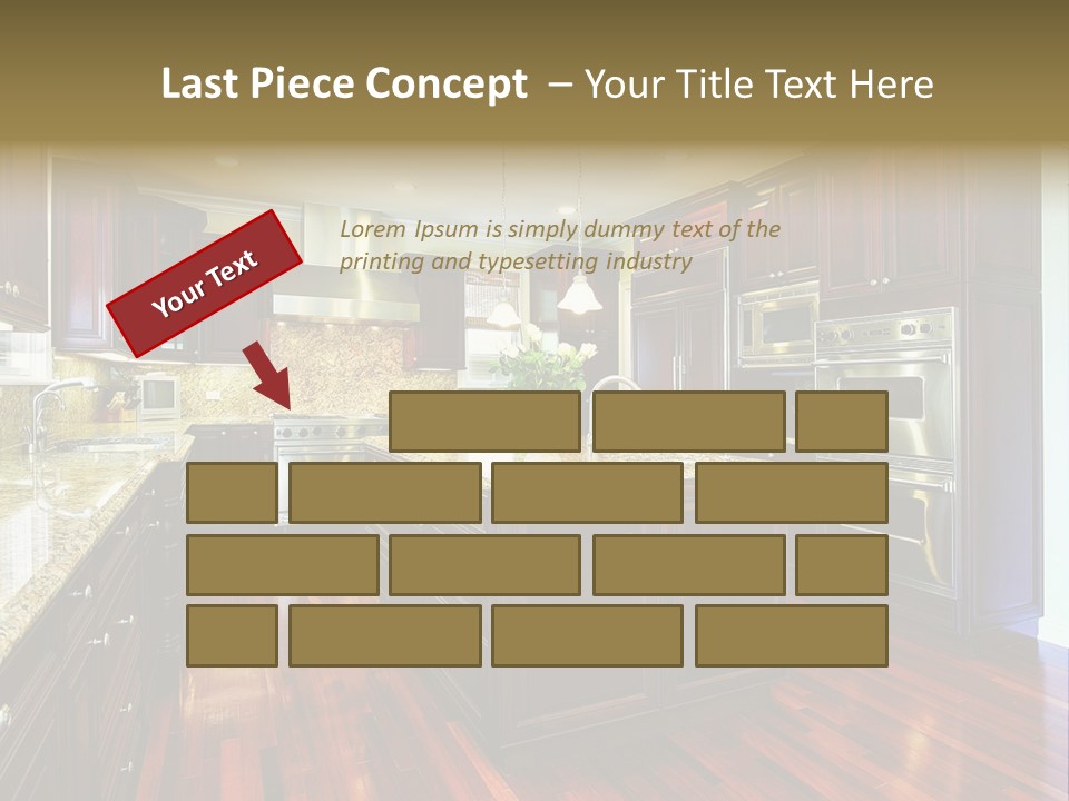 A Large Kitchen With Wooden Floors And A Center Island PowerPoint Template