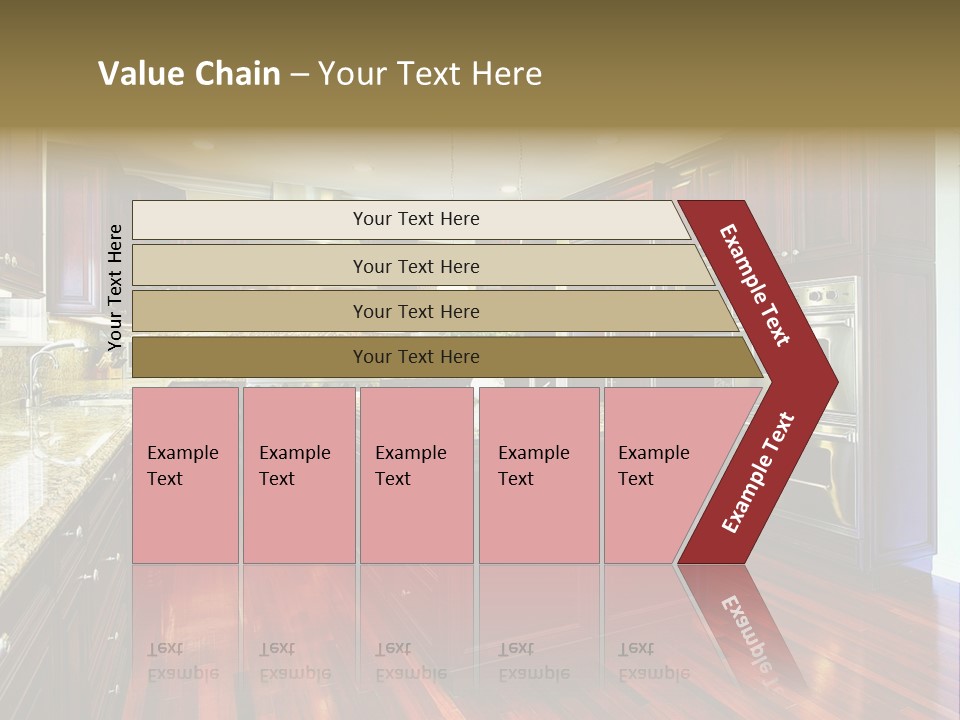 A Large Kitchen With Wooden Floors And A Center Island PowerPoint Template