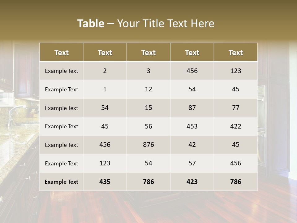A Large Kitchen With Wooden Floors And A Center Island PowerPoint Template