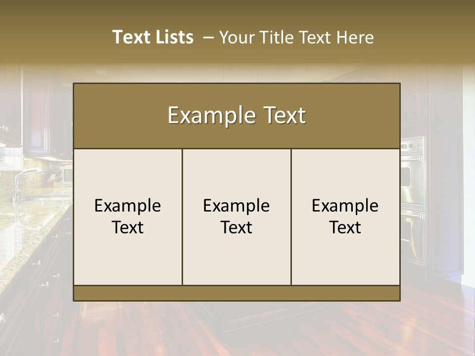 A Large Kitchen With Wooden Floors And A Center Island PowerPoint Template