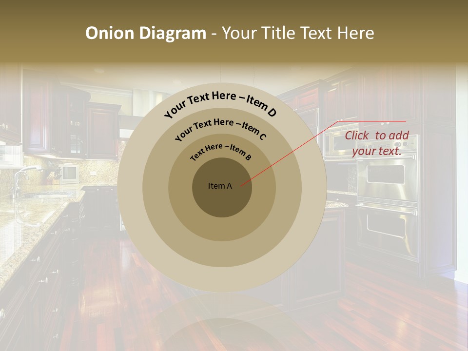 A Large Kitchen With Wooden Floors And A Center Island PowerPoint Template