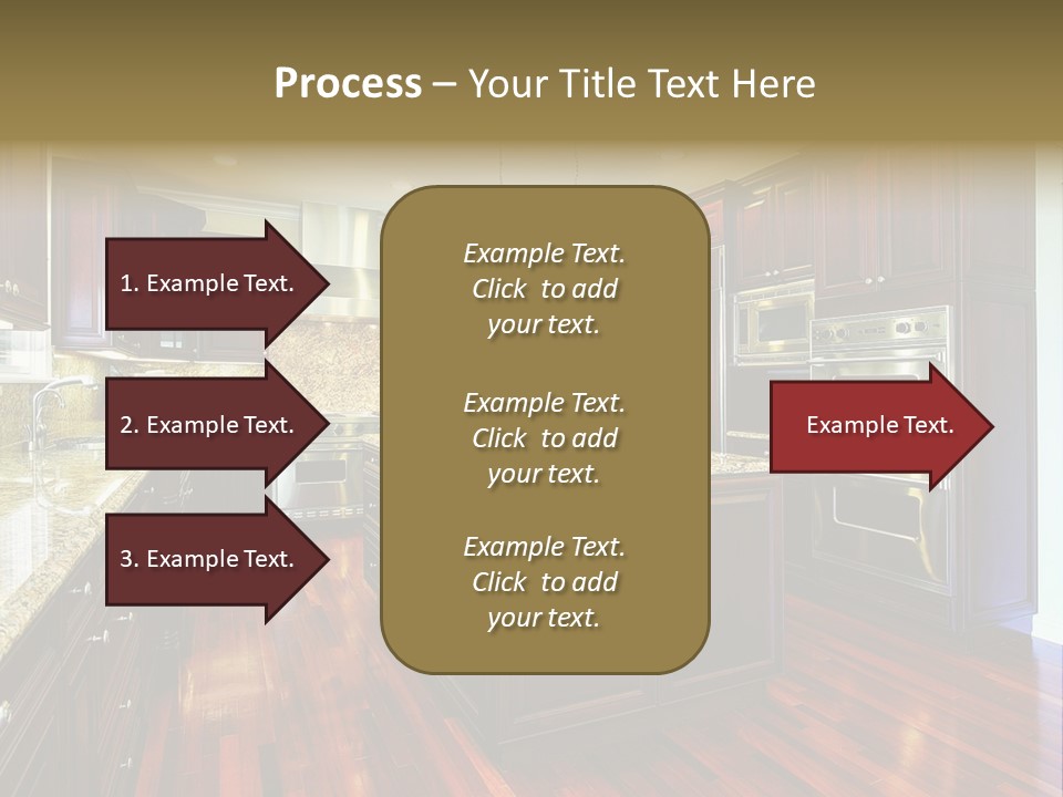 A Large Kitchen With Wooden Floors And A Center Island PowerPoint Template
