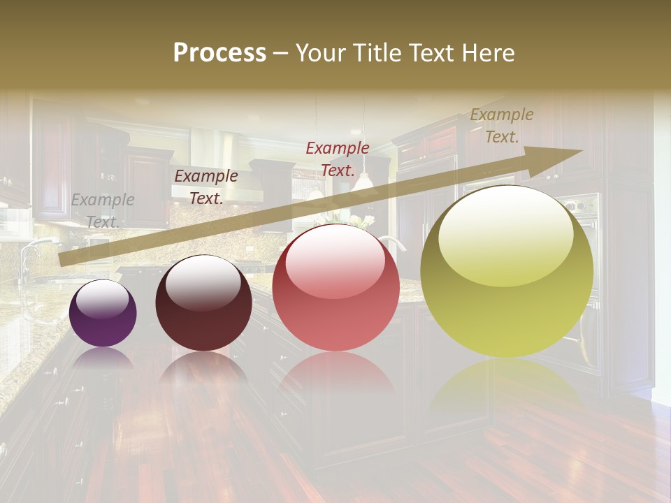 A Large Kitchen With Wooden Floors And A Center Island PowerPoint Template