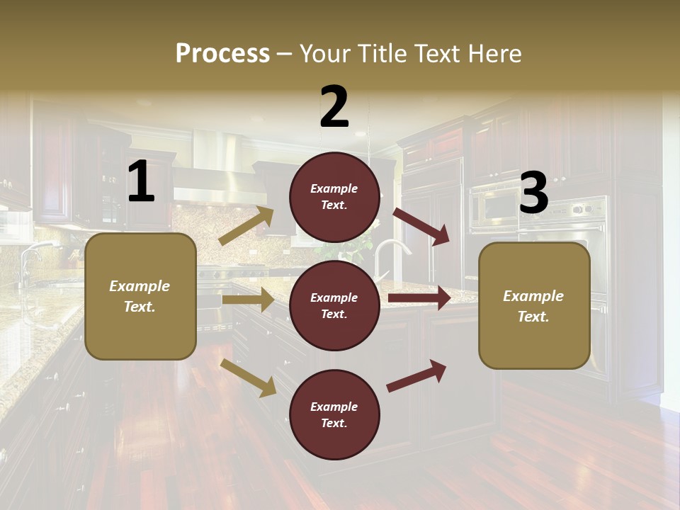 A Large Kitchen With Wooden Floors And A Center Island PowerPoint Template