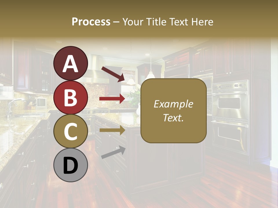 A Large Kitchen With Wooden Floors And A Center Island PowerPoint Template