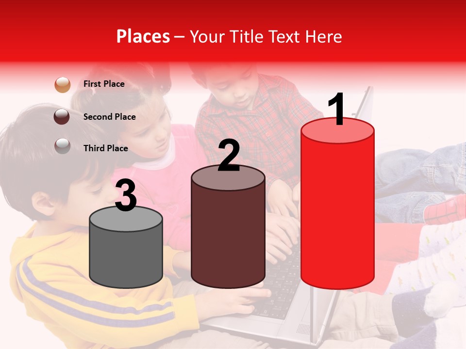 A Group Of Children Playing On A Laptop PowerPoint Template