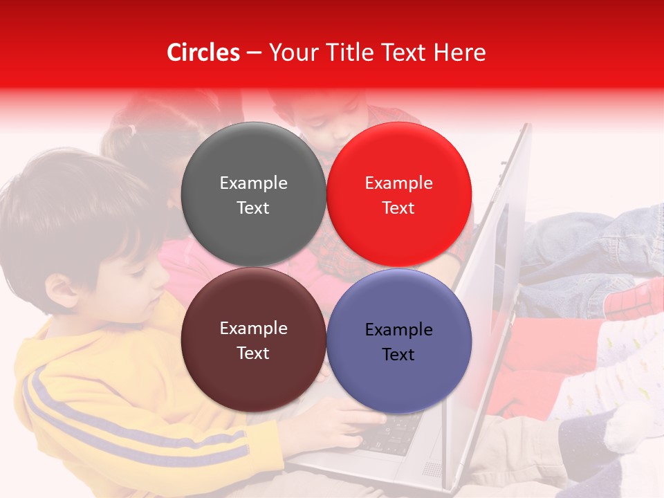 A Group Of Children Playing On A Laptop PowerPoint Template