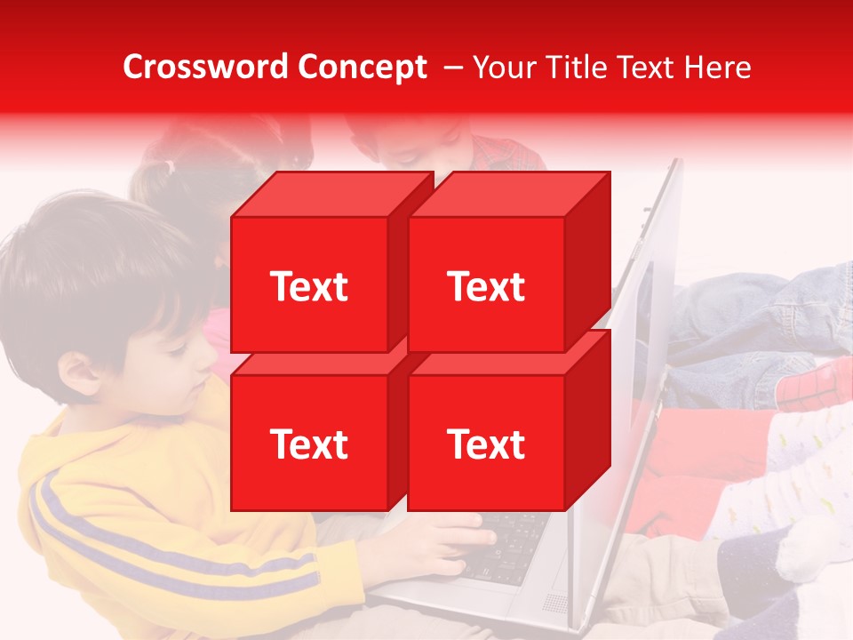 A Group Of Children Playing On A Laptop PowerPoint Template