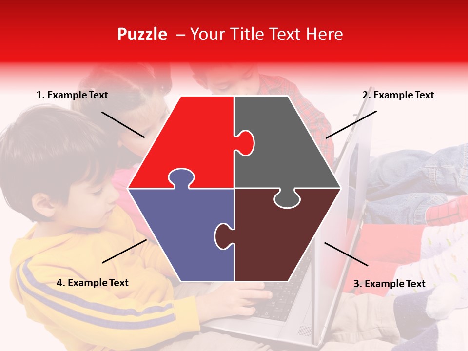 A Group Of Children Playing On A Laptop PowerPoint Template