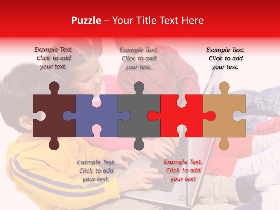 A Group Of Children Playing On A Laptop PowerPoint Template