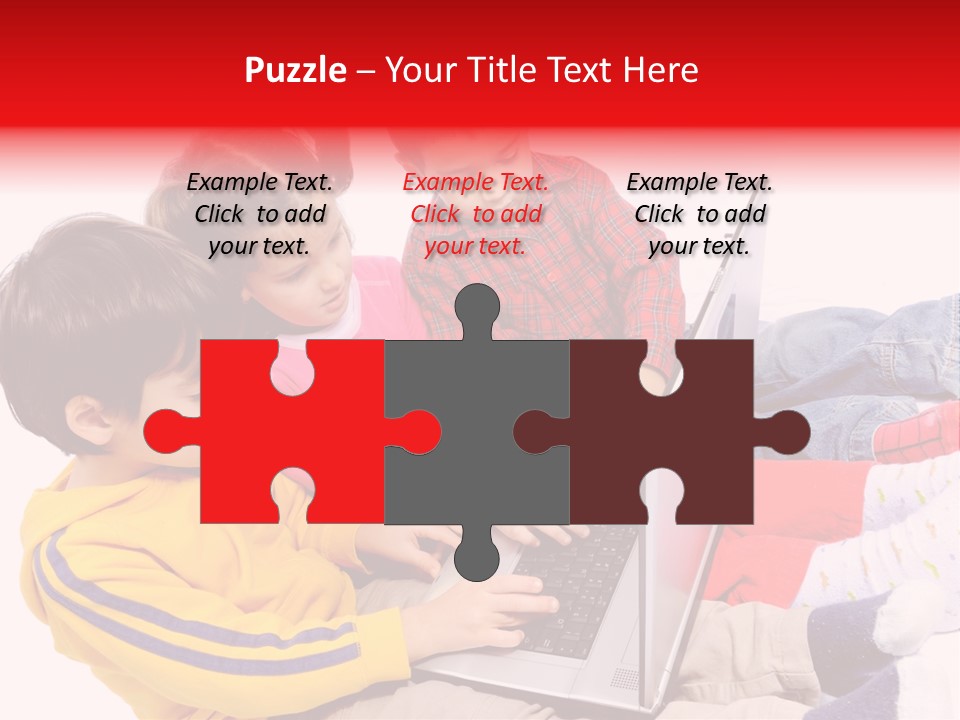 A Group Of Children Playing On A Laptop PowerPoint Template