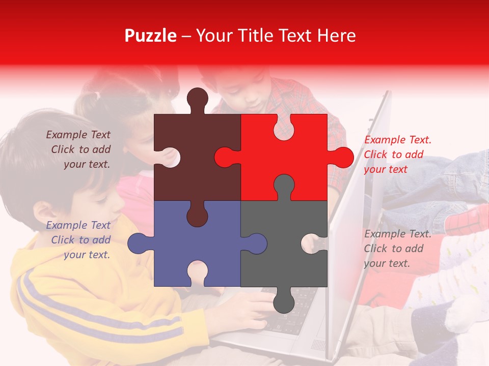 A Group Of Children Playing On A Laptop PowerPoint Template