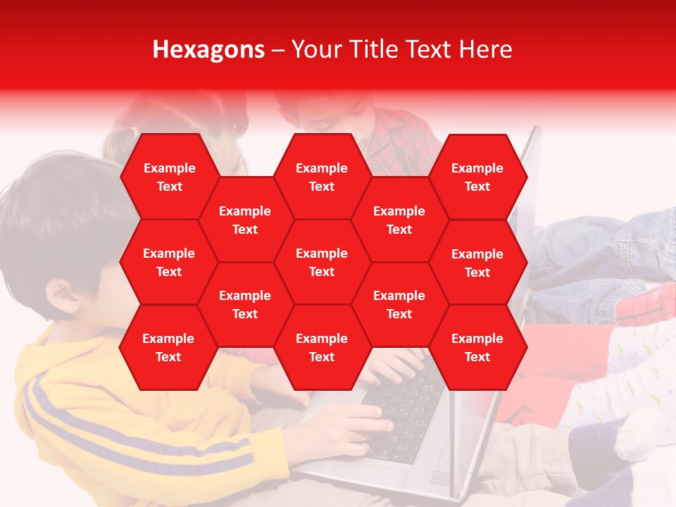A Group Of Children Playing On A Laptop PowerPoint Template
