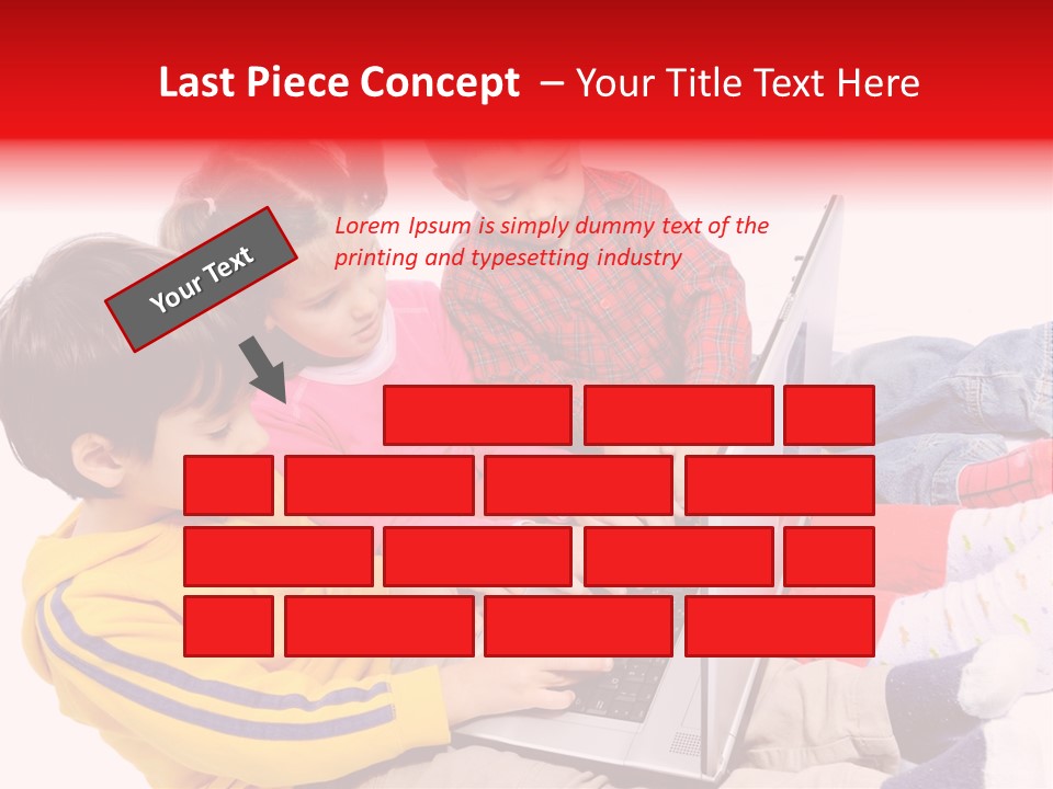 A Group Of Children Playing On A Laptop PowerPoint Template