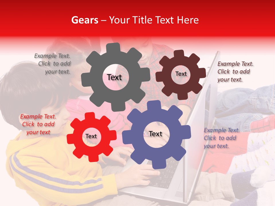 A Group Of Children Playing On A Laptop PowerPoint Template