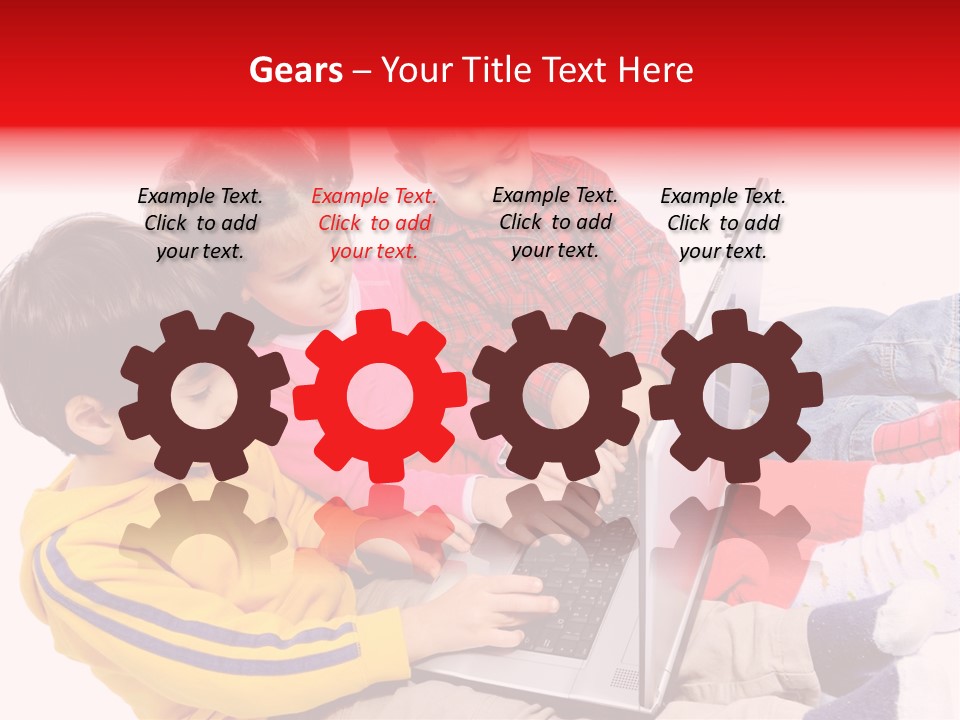 A Group Of Children Playing On A Laptop PowerPoint Template