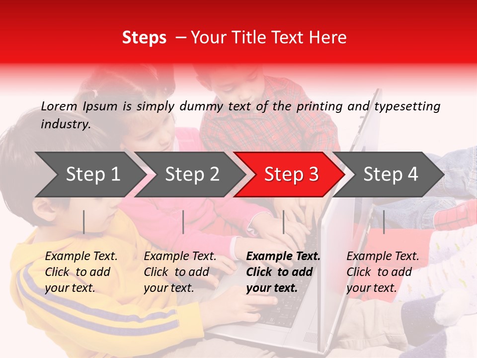 A Group Of Children Playing On A Laptop PowerPoint Template