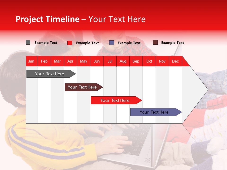 A Group Of Children Playing On A Laptop PowerPoint Template