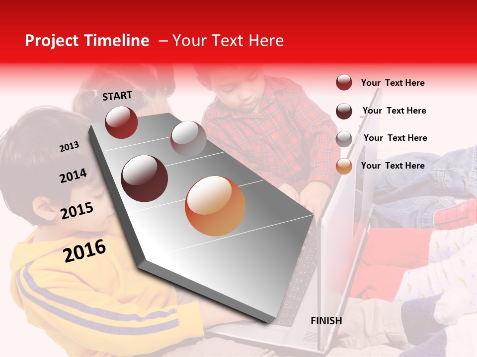 A Group Of Children Playing On A Laptop PowerPoint Template