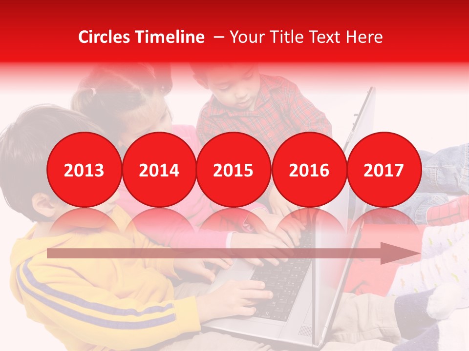 A Group Of Children Playing On A Laptop PowerPoint Template