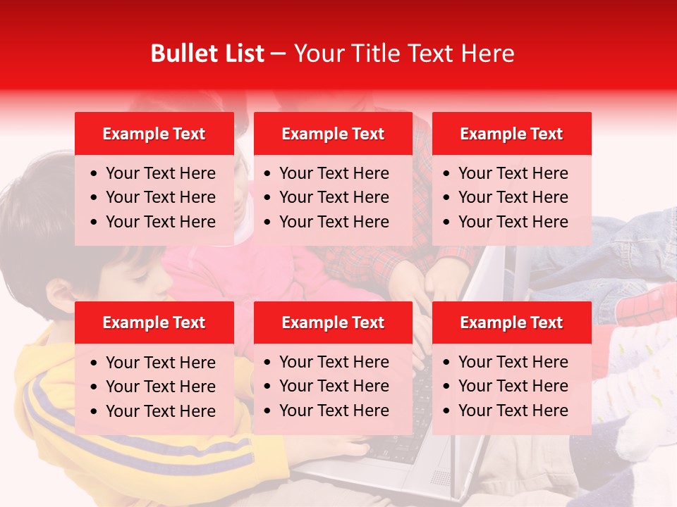 A Group Of Children Playing On A Laptop PowerPoint Template