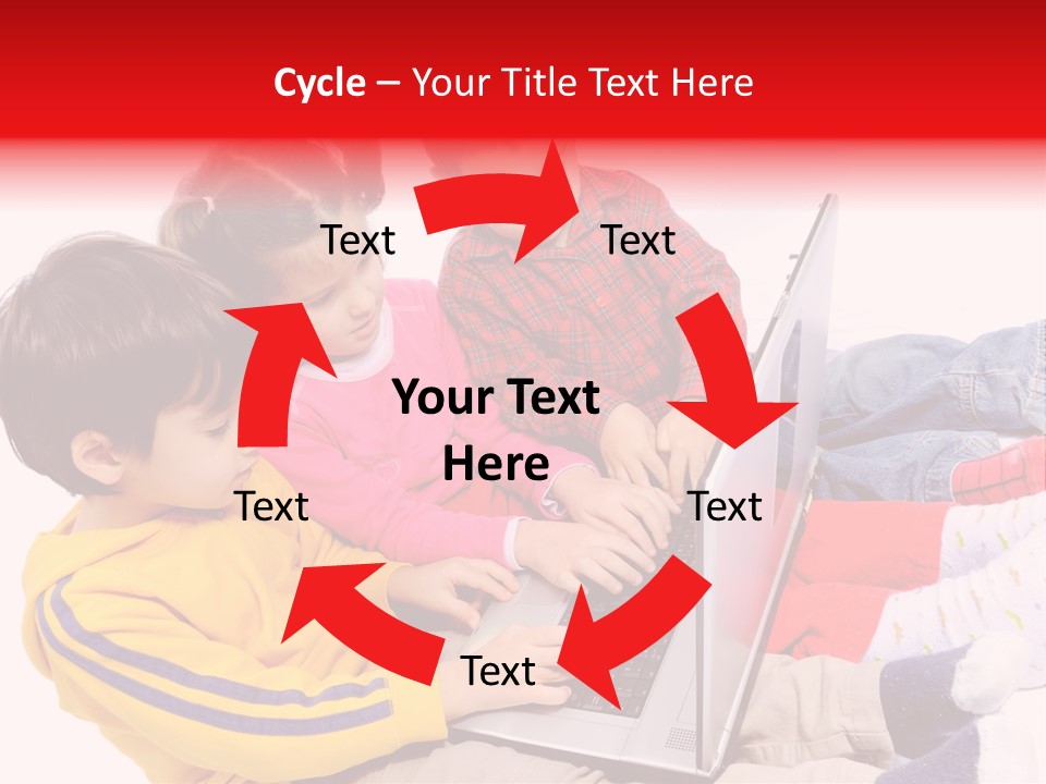 A Group Of Children Playing On A Laptop PowerPoint Template