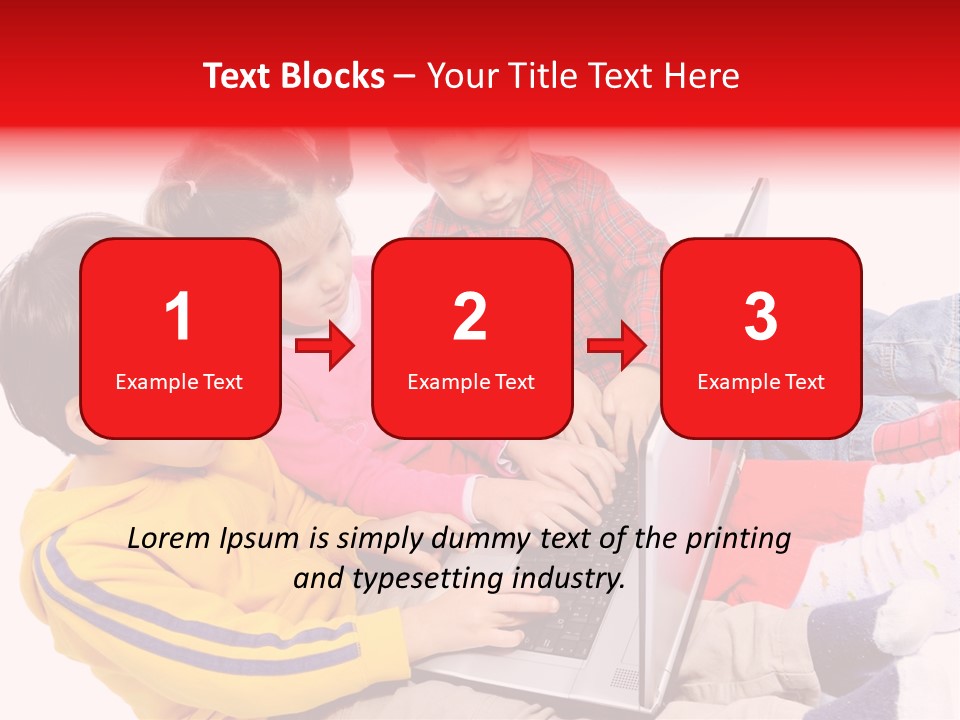 A Group Of Children Playing On A Laptop PowerPoint Template