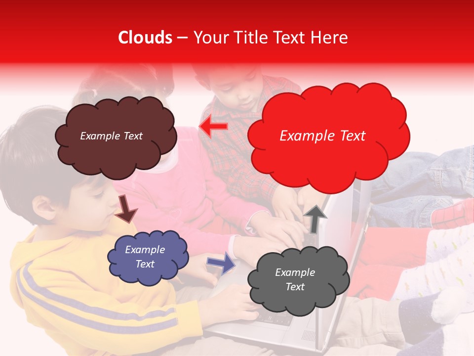 A Group Of Children Playing On A Laptop PowerPoint Template