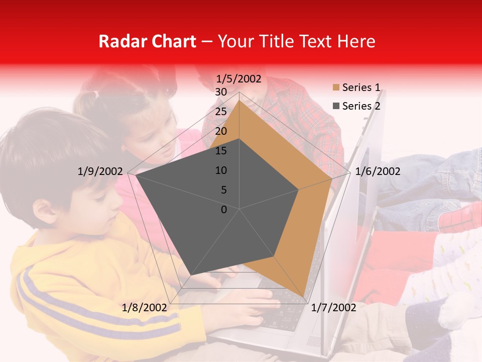 A Group Of Children Playing On A Laptop PowerPoint Template