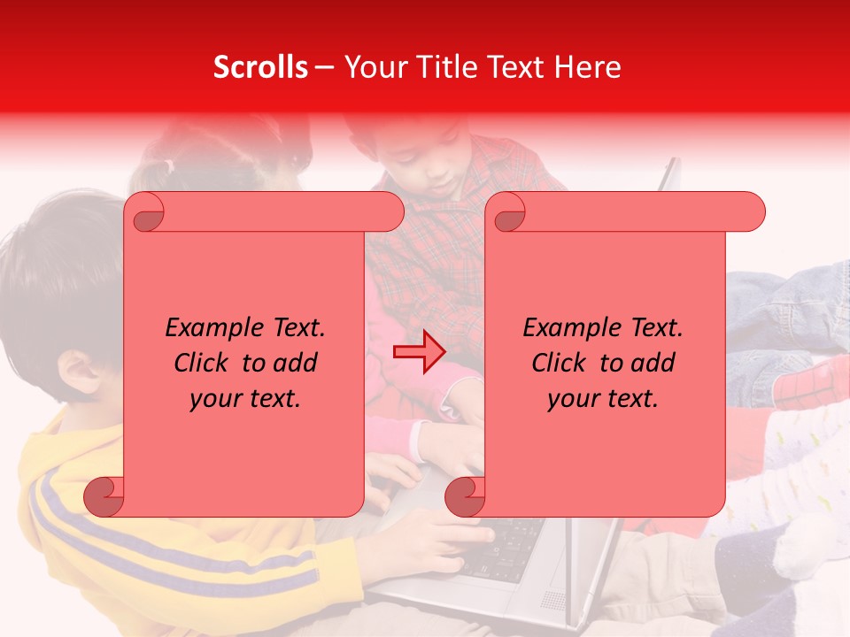 A Group Of Children Playing On A Laptop PowerPoint Template