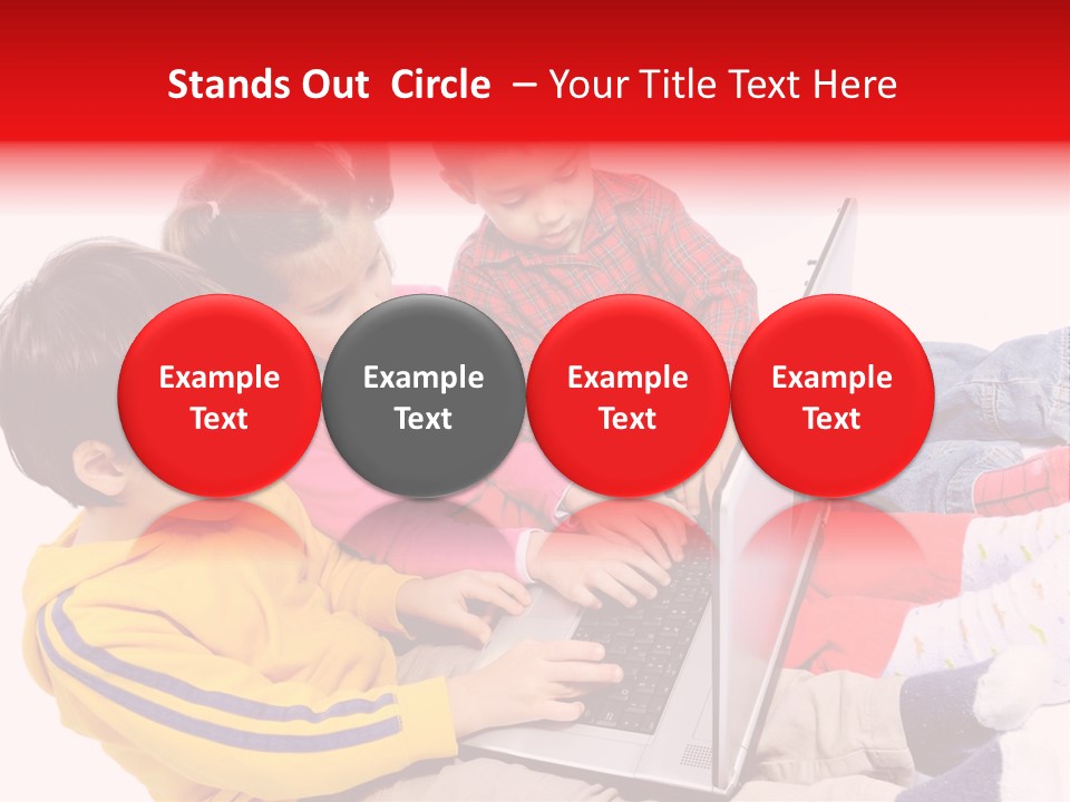 A Group Of Children Playing On A Laptop PowerPoint Template