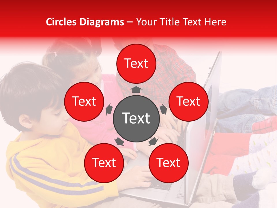 A Group Of Children Playing On A Laptop PowerPoint Template