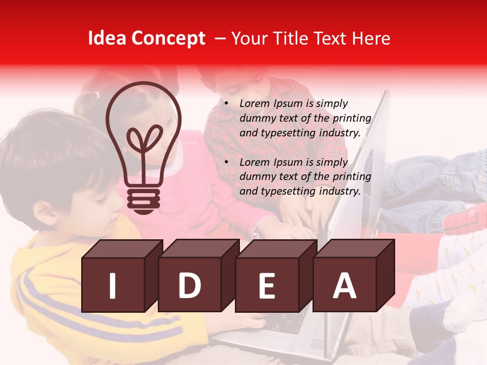 A Group Of Children Playing On A Laptop PowerPoint Template