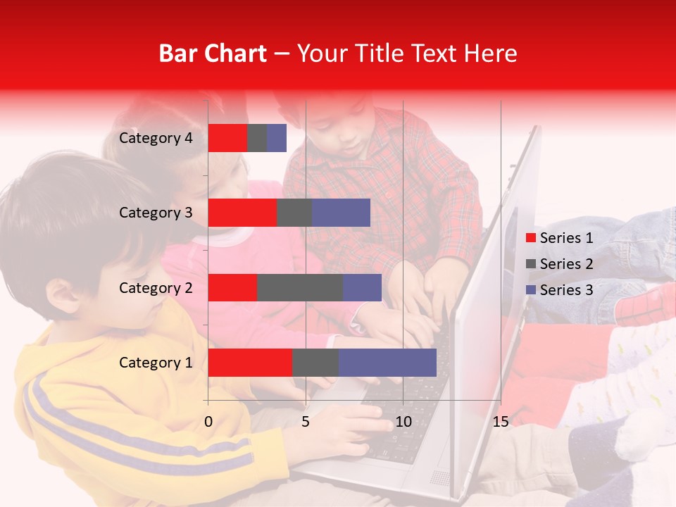 A Group Of Children Playing On A Laptop PowerPoint Template