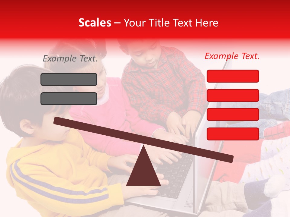 A Group Of Children Playing On A Laptop PowerPoint Template