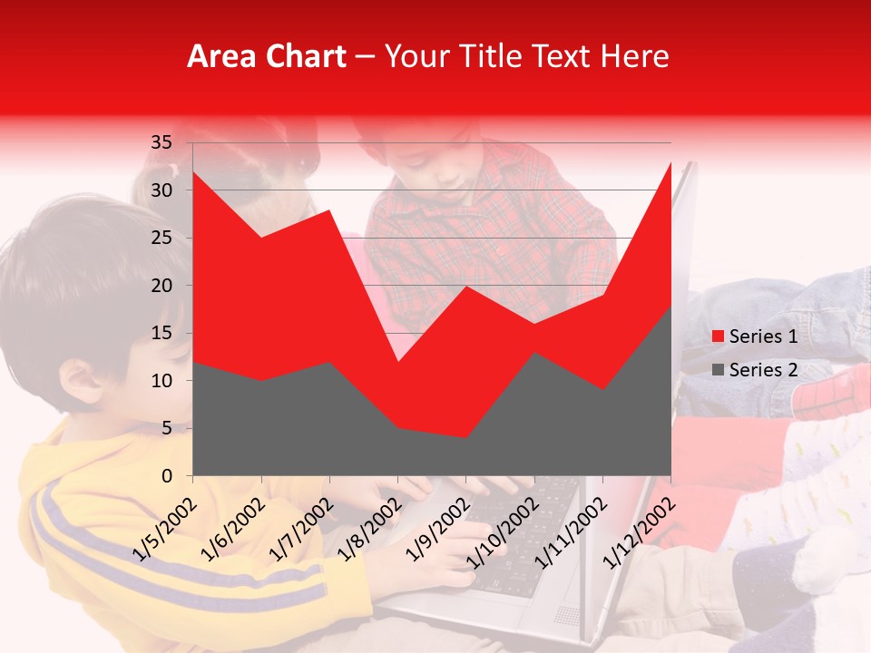 A Group Of Children Playing On A Laptop PowerPoint Template