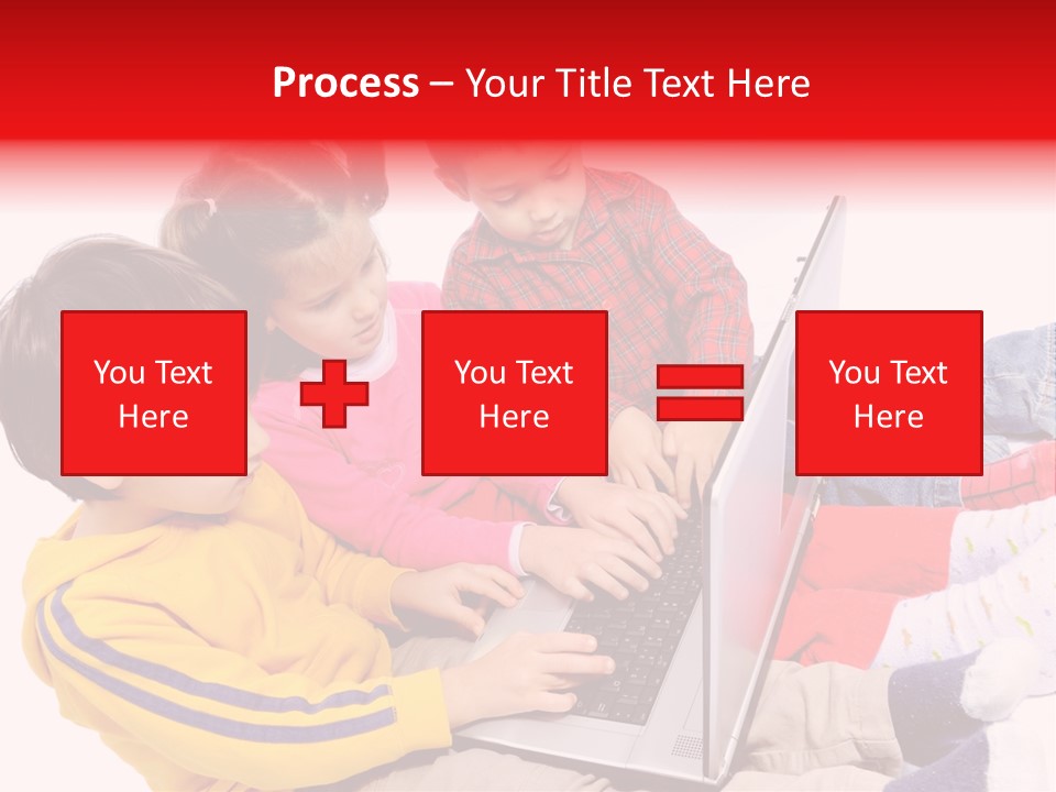 A Group Of Children Playing On A Laptop PowerPoint Template