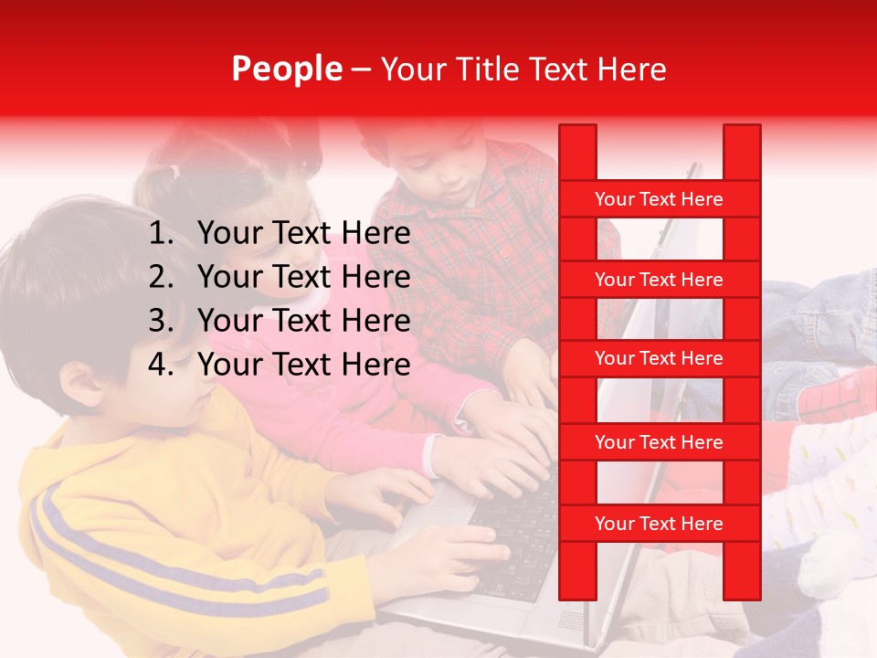 A Group Of Children Playing On A Laptop PowerPoint Template