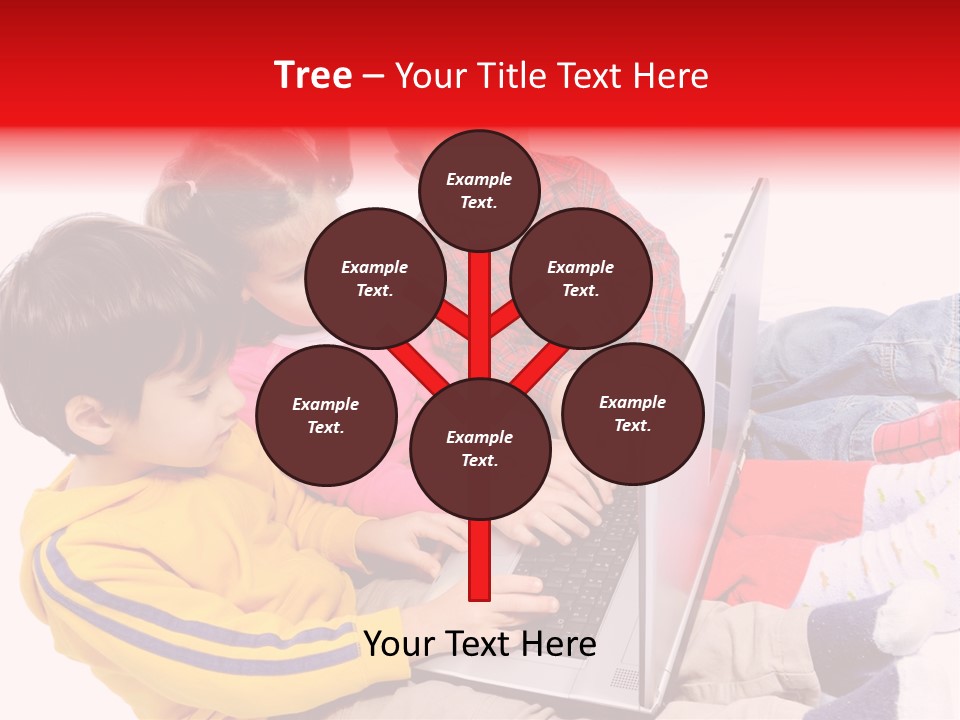 A Group Of Children Playing On A Laptop PowerPoint Template