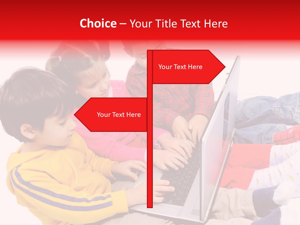 A Group Of Children Playing On A Laptop PowerPoint Template