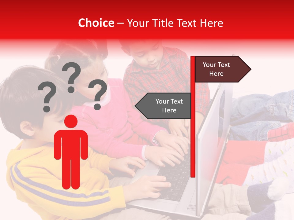 A Group Of Children Playing On A Laptop PowerPoint Template